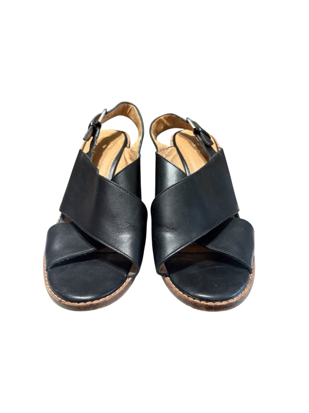 Madewell The Ruthie Crisscross Sandal In Leather True Black Block Heel Size 9 - Picture 5 of 12